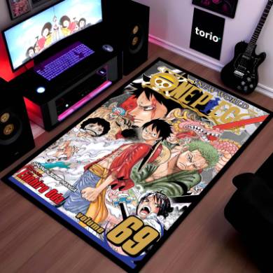 One Piece Floor Mat | Luffy & Straw Hat Pirates Manga Cover Rug | Anti-Slip 3mm Absorbent Anime Floor Mat for Gaming Room, Bedroom & Otaku Space