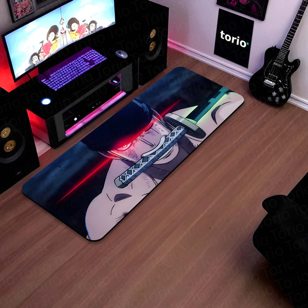 One Piece Roronoa Zoro Anime Floor Mat | Zoro Sword Eye Art Rug | Anti-Slip 3mm Absorbent Floor Mat for Bedroom, Gaming Room, Bathroom & Otaku Decor