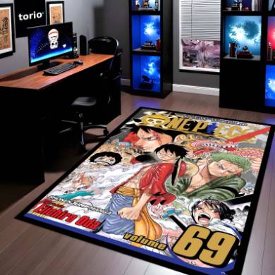 One Piece Floor Mat | Luffy & Straw Hat Pirates Manga Cover Rug | Anti-Slip 3mm Absorbent Anime Floor Mat for Gaming Room, Bedroom & Otaku Space