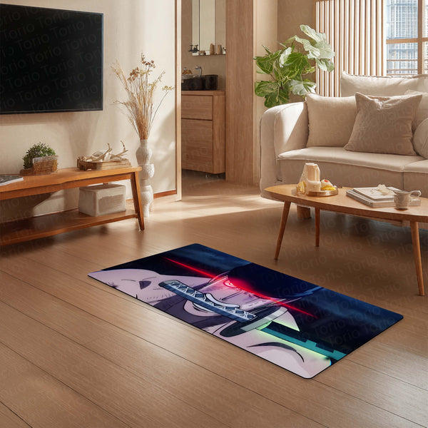One Piece Roronoa Zoro Anime Floor Mat | Zoro Sword Eye Art Rug | Anti-Slip 3mm Absorbent Floor Mat for Bedroom, Gaming Room, Bathroom & Otaku Decor