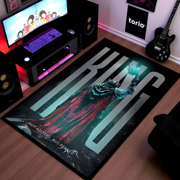 King Fantasy Area Flat Rug | Not Adored But Feared Quote Rug | Dark King Aesthetic Room Decor | Premium Gaming & Living Room Rug