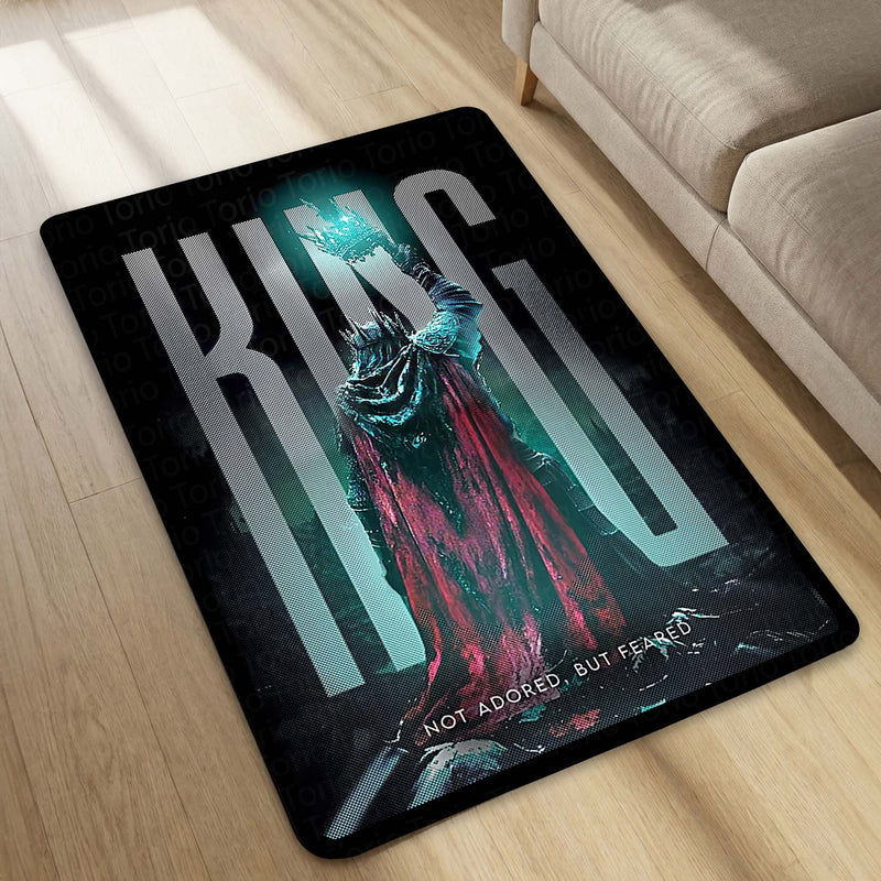 King Fantasy Area Flat Rug | Not Adored But Feared Quote Rug | Dark King Aesthetic Room Decor | Premium Gaming & Living Room Rug