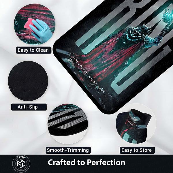 King Fantasy Area Flat Rug | Not Adored But Feared Quote Rug | Dark King Aesthetic Room Decor | Premium Gaming & Living Room Rug