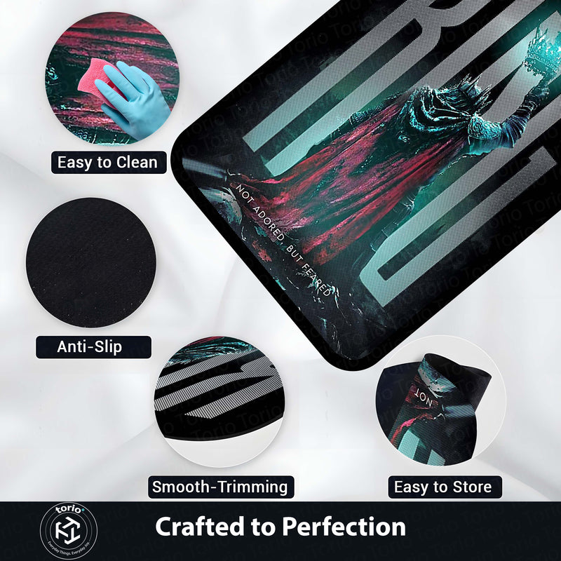 King Fantasy Area Flat Rug | Not Adored But Feared Quote Rug | Dark King Aesthetic Room Decor | Premium Gaming & Living Room Rug