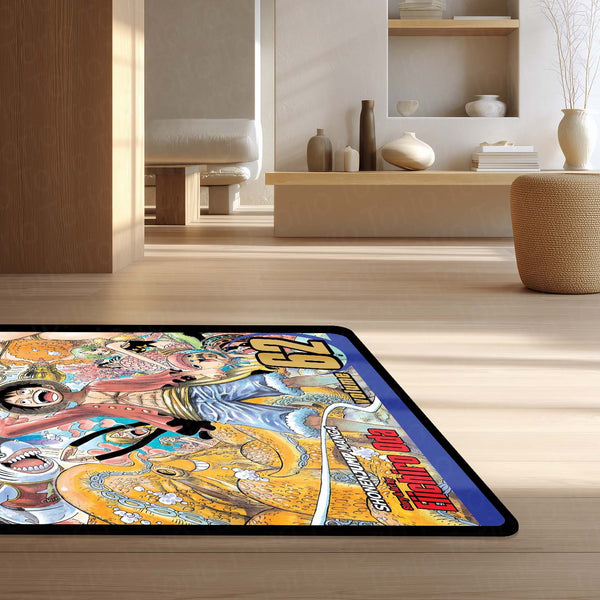 One Piece Floor Mat | Luffy & Straw Hat Pirates Manga Cover Rug | Anti-Slip 3mm Absorbent Anime Floor Mat for Gaming Room, Bedroom & Otaku Space