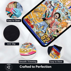 One Piece Floor Mat | Luffy & Straw Hat Pirates Manga Cover Rug | Anti-Slip 3mm Absorbent Anime Floor Mat for Gaming Room, Bedroom & Otaku Space