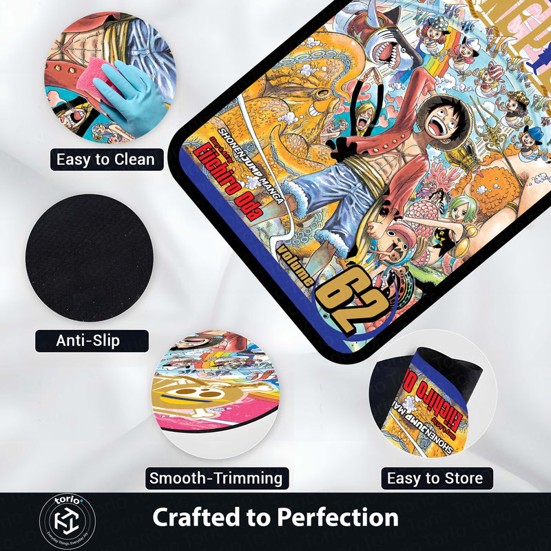 One Piece Floor Mat | Luffy & Straw Hat Pirates Manga Cover Rug | Anti-Slip 3mm Absorbent Anime Floor Mat for Gaming Room, Bedroom & Otaku Space