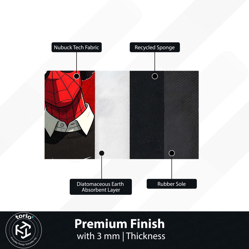Spider Hero Streetwear Flat Rug | Headphones Superhero Aesthetic Rug | Red & Black Gaming Room Decor | Premium Anti-Slip Area Flat Rug