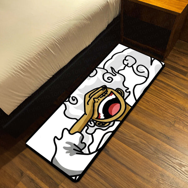 One Piece Luffy Gear 5 Inspired Floor Mat | Anime Hand & Mouth Art Rug | Anti-Slip 3mm Absorbent Floor Mat for Gaming Room, Bedroom & Otaku Decor