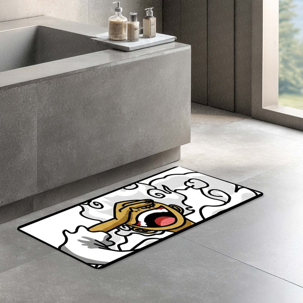 One Piece Luffy Gear 5 Inspired Floor Mat | Anime Hand & Mouth Art Rug | Anti-Slip 3mm Absorbent Floor Mat for Gaming Room, Bedroom & Otaku Decor