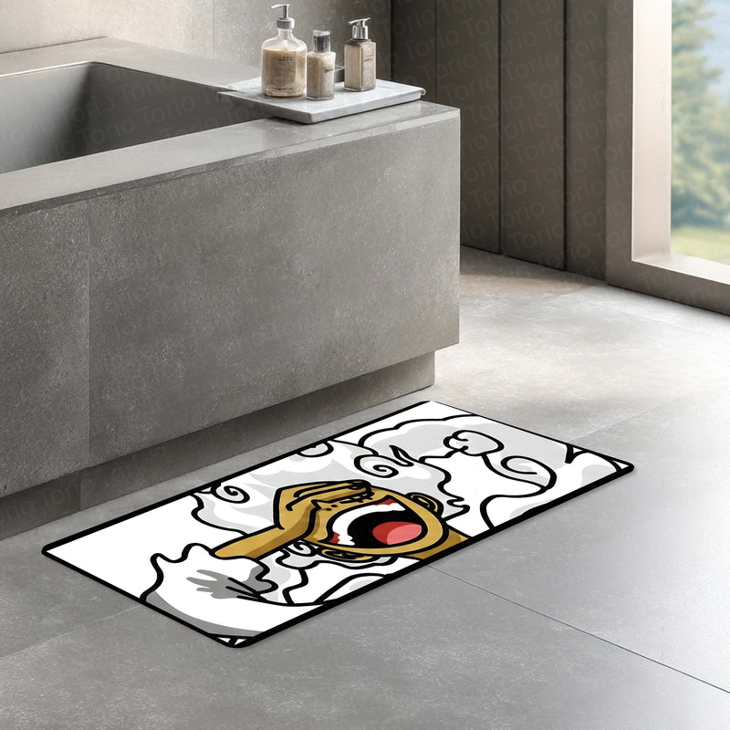One Piece Luffy Gear 5 Inspired Floor Mat | Anime Hand & Mouth Art Rug | Anti-Slip 3mm Absorbent Floor Mat for Gaming Room, Bedroom & Otaku Decor