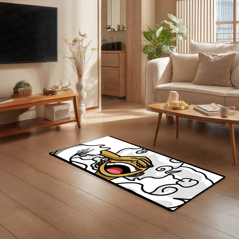 One Piece Luffy Gear 5 Inspired Floor Mat | Anime Hand & Mouth Art Rug | Anti-Slip 3mm Absorbent Floor Mat for Gaming Room, Bedroom & Otaku Decor