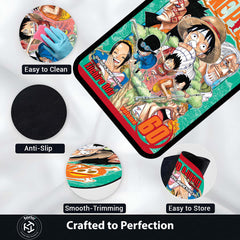 One Piece Anime Floor Mat | Monkey D. Luffy & Straw Hat Crew Manga Art Rug | Anti-Slip 3mm Absorbent Floor Mat for Gaming Room, Bedroom & Otaku Setup