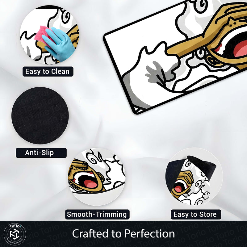 One Piece Luffy Gear 5 Inspired Floor Mat | Anime Hand & Mouth Art Rug | Anti-Slip 3mm Absorbent Floor Mat for Gaming Room, Bedroom & Otaku Decor