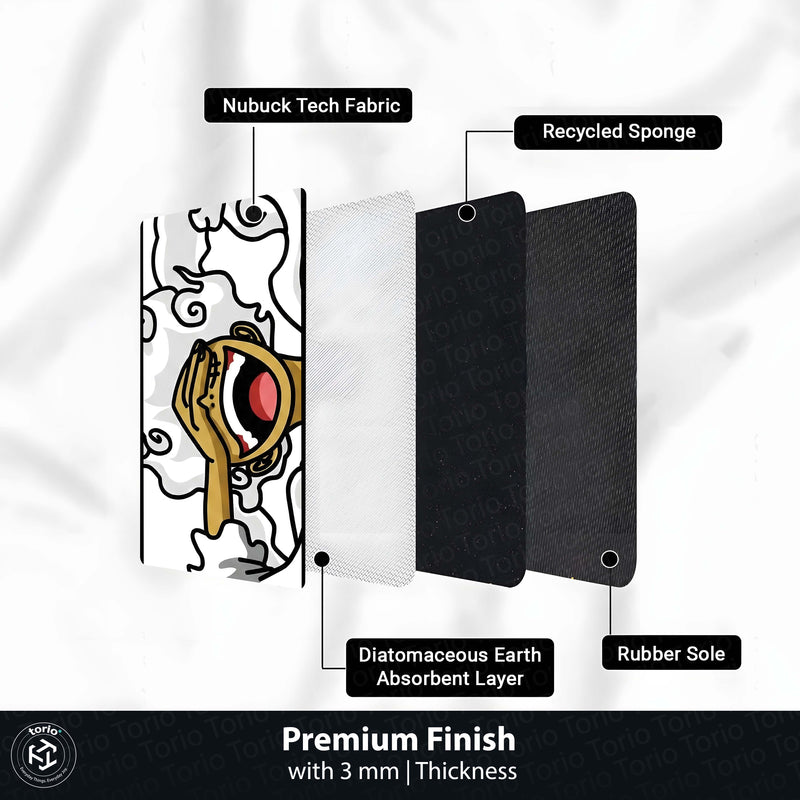 One Piece Luffy Gear 5 Inspired Floor Mat | Anime Hand & Mouth Art Rug | Anti-Slip 3mm Absorbent Floor Mat for Gaming Room, Bedroom & Otaku Decor