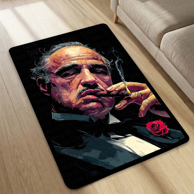 The Godfather Don Vito Corleone Flat Rug | Mafia Boss Aesthetic Area Rug | Classic Crime Movie Inspired Decor | Premium Anti-Slip Rug