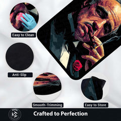 The Godfather Don Vito Corleone Flat Rug | Mafia Boss Aesthetic Area Rug | Classic Crime Movie Inspired Decor | Premium Anti-Slip Rug