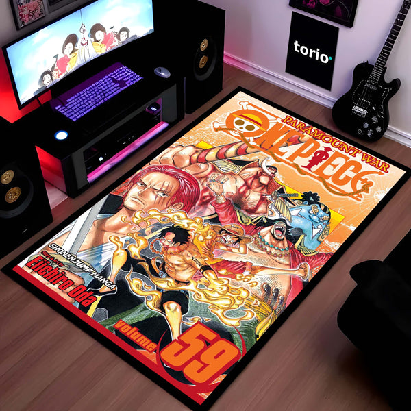 One Piece Wano Arc Floor Mat | Luffy & Yonko Battle Anime Rug | Anti-Slip 3mm Absorbent Floor Mat for Gaming Room, Bedroom & Otaku Setup