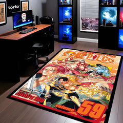 One Piece Wano Arc Floor Mat | Luffy & Yonko Battle Anime Rug | Anti-Slip 3mm Absorbent Floor Mat for Gaming Room, Bedroom & Otaku Setup