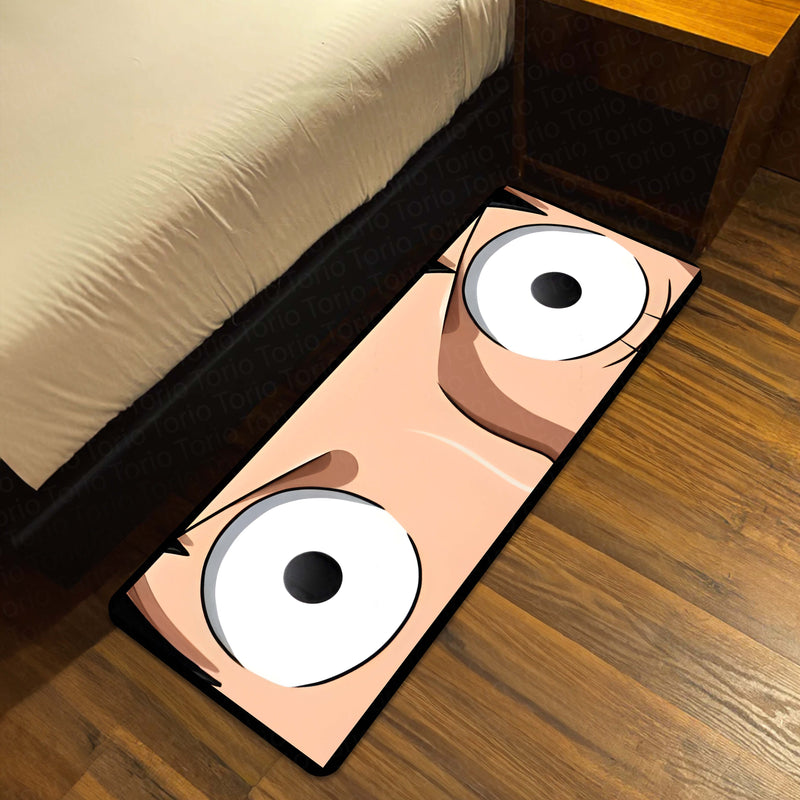 Anime Wide Eyes Floor Mat | One Piece Inspired Expression Art Rug | Anti-Slip 3mm Absorbent Floor Mat for Bedroom, Gaming Room, Otaku & Anime Decor