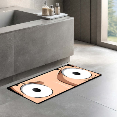 Anime Wide Eyes Floor Mat | One Piece Inspired Expression Art Rug | Anti-Slip 3mm Absorbent Floor Mat for Bedroom, Gaming Room, Otaku & Anime Decor