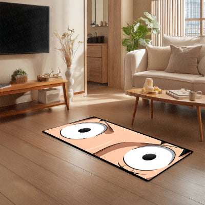 Anime Wide Eyes Floor Mat | One Piece Inspired Expression Art Rug | Anti-Slip 3mm Absorbent Floor Mat for Bedroom, Gaming Room, Otaku & Anime Decor