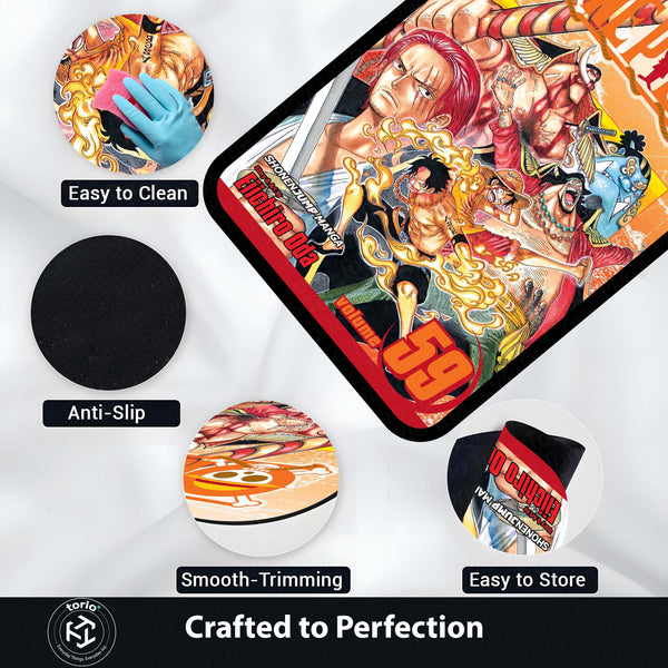 One Piece Wano Arc Floor Mat | Luffy & Yonko Battle Anime Rug | Anti-Slip 3mm Absorbent Floor Mat for Gaming Room, Bedroom & Otaku Setup