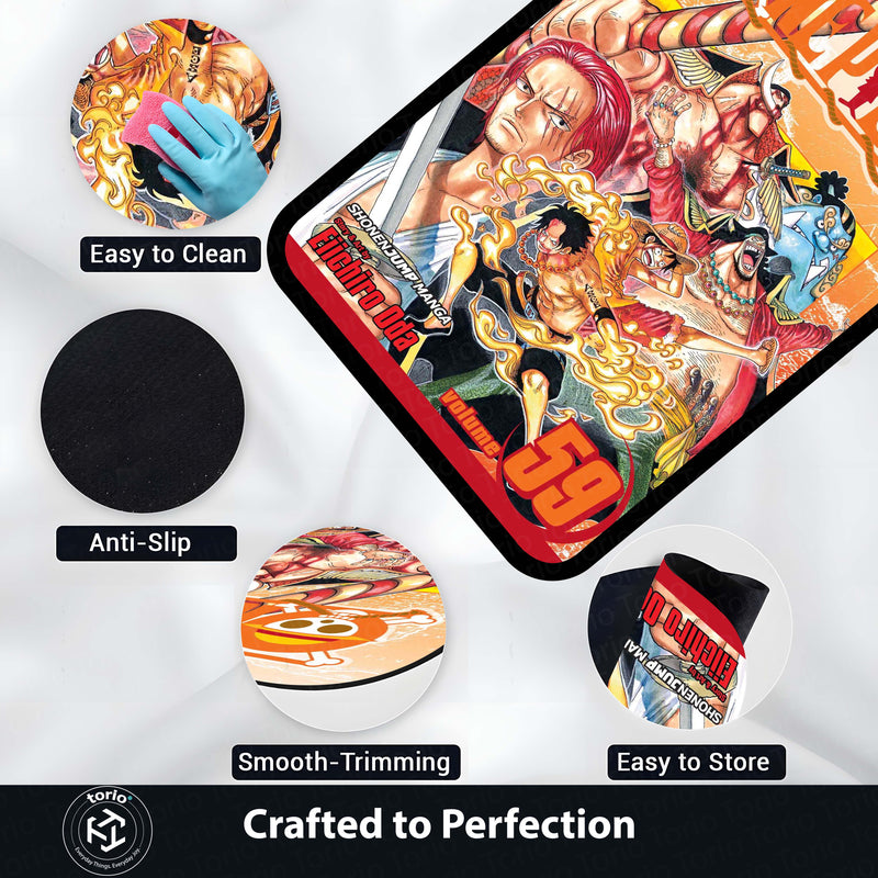 One Piece Wano Arc Floor Mat | Luffy & Yonko Battle Anime Rug | Anti-Slip 3mm Absorbent Floor Mat for Gaming Room, Bedroom & Otaku Setup
