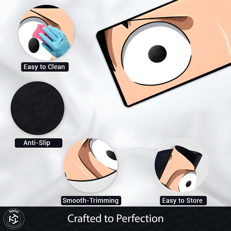 Anime Wide Eyes Floor Mat | One Piece Inspired Expression Art Rug | Anti-Slip 3mm Absorbent Floor Mat for Bedroom, Gaming Room, Otaku & Anime Decor