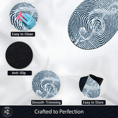 Minimalist Fingerprint Shape Flat Rug | Black & White Abstract Fingerprint Oval Area Rug | Modern Monochrome Floor Rug for Living Room, Office & Contemporary Decor