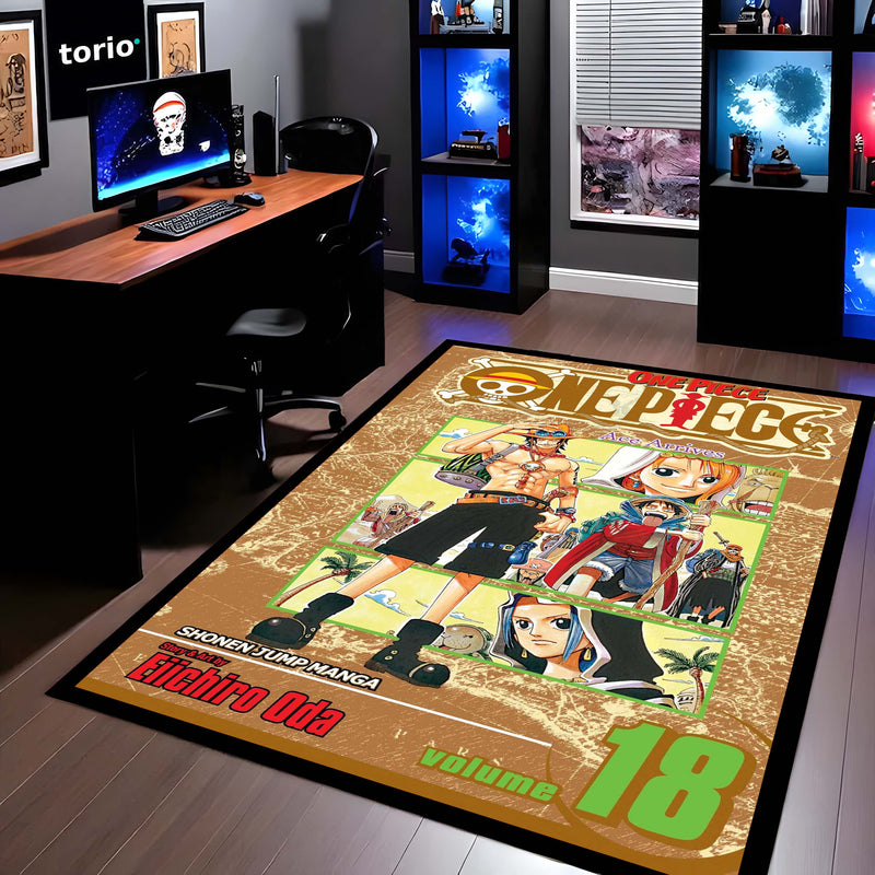 One Piece Floor Mat | Eiichiro Oda Manga Cover Anime Rug | Anti-Slip 3mm Absorbent Floor Mat for Gaming Room, Bedroom & Otaku Setup