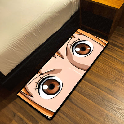 Anime Wide Eyes Floor Mat | Cute Japanese Anime Face Art Rug | Anti-Slip 3mm Absorbent Floor Mat for Bedroom, Gaming Room, Bathroom & Otaku Decor