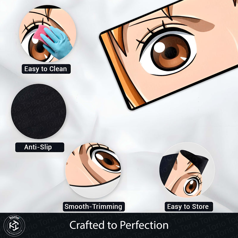 Anime Wide Eyes Floor Mat | Cute Japanese Anime Face Art Rug | Anti-Slip 3mm Absorbent Floor Mat for Bedroom, Gaming Room, Bathroom & Otaku Decor