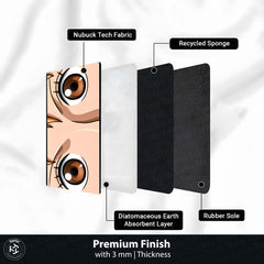 Anime Wide Eyes Floor Mat | Cute Japanese Anime Face Art Rug | Anti-Slip 3mm Absorbent Floor Mat for Bedroom, Gaming Room, Bathroom & Otaku Decor