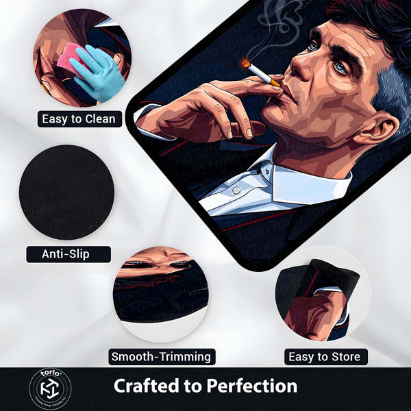 Peaky Blinders Thomas Shelby Flat Rug | Mafia Gentleman Aesthetic Area Rug | Vintage Crime Drama Inspired Decor | Premium Anti-Slip Rug