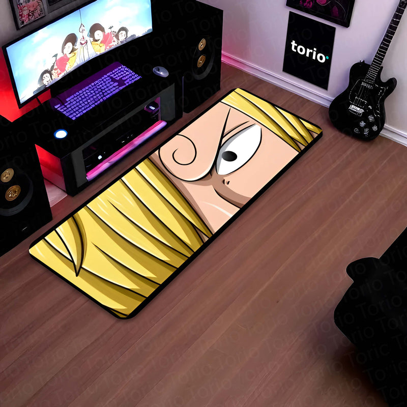 Sanji Curled Eyebrow Eye Floor Mat | One Piece Anime Eye Art Rug | Anti-Slip 3mm Absorbent Floor Mat for Bedroom, Gaming Room & Otaku Decor