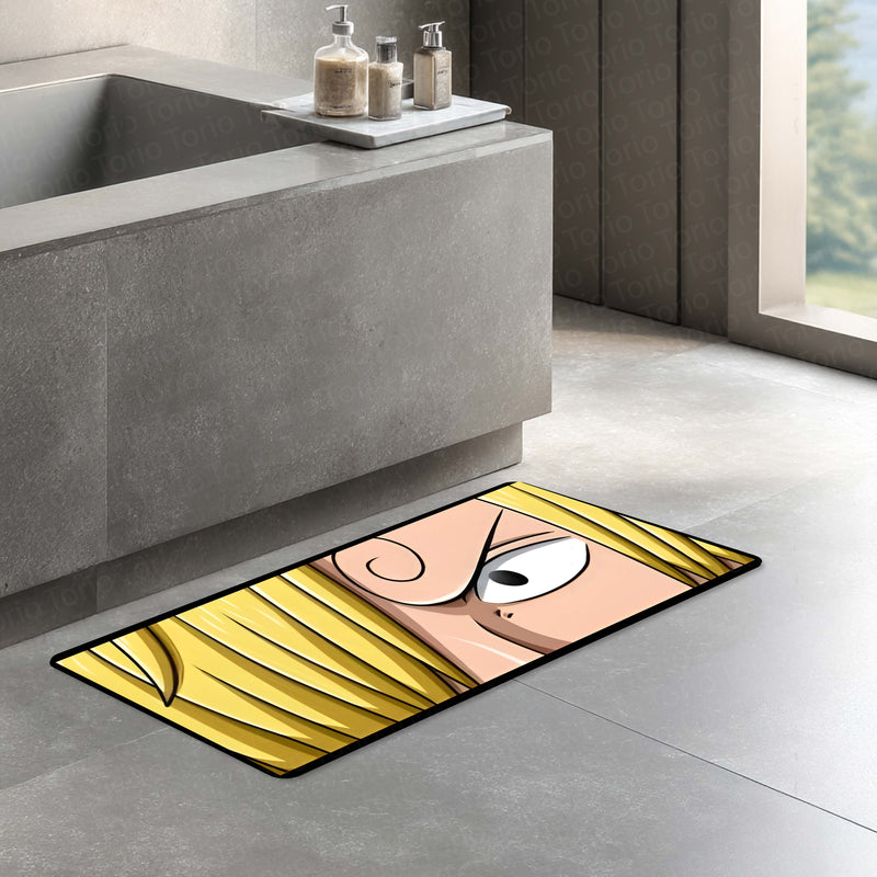 Sanji Curled Eyebrow Eye Floor Mat | One Piece Anime Eye Art Rug | Anti-Slip 3mm Absorbent Floor Mat for Bedroom, Gaming Room & Otaku Decor