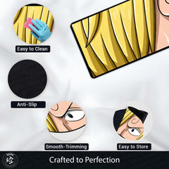 Sanji Curled Eyebrow Eye Floor Mat | One Piece Anime Eye Art Rug | Anti-Slip 3mm Absorbent Floor Mat for Bedroom, Gaming Room & Otaku Decor