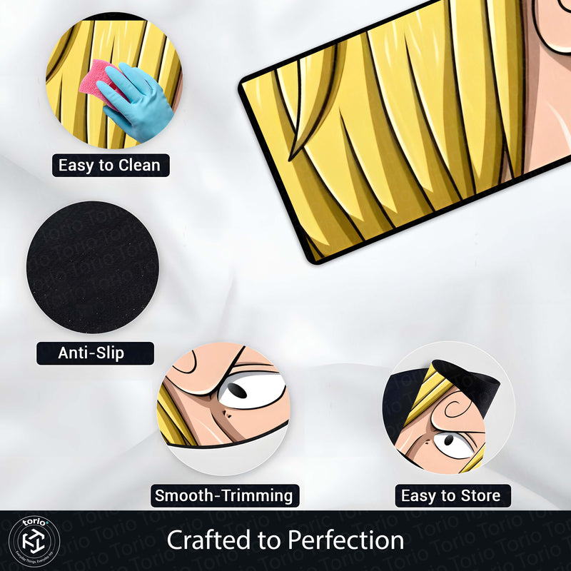 Sanji Curled Eyebrow Eye Floor Mat | One Piece Anime Eye Art Rug | Anti-Slip 3mm Absorbent Floor Mat for Bedroom, Gaming Room & Otaku Decor