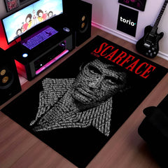 Scarface Tony Montana Flat Rug | The World Is Yours Movie Area Rug | Mafia Crime Classic Decor | Premium Anti-Slip Area Flat Rug