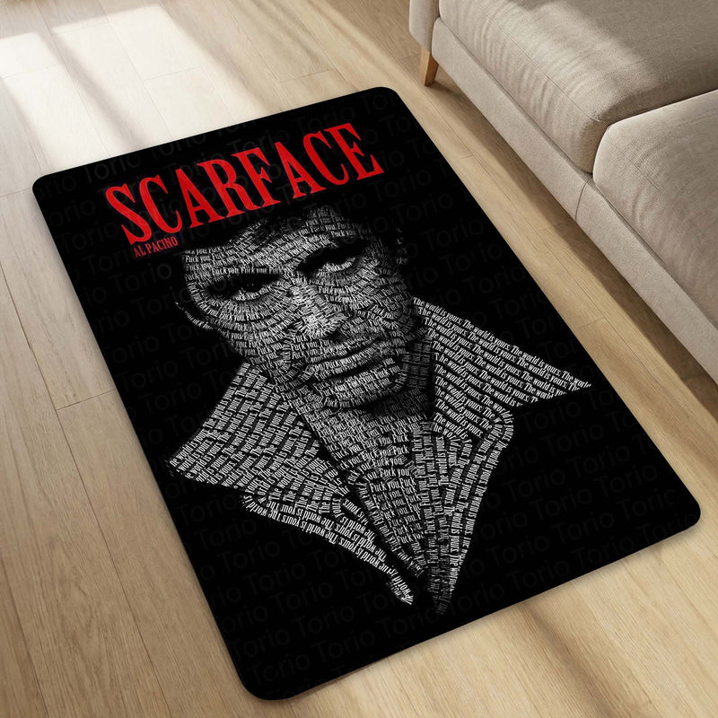Scarface Tony Montana Flat Rug | The World Is Yours Movie Area Rug | Mafia Crime Classic Decor | Premium Anti-Slip Area Flat Rug