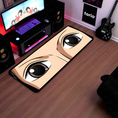 Anime Wide Eyes Floor Mat | Expressive Manga Eye Art Rug | Anti-Slip 3mm Absorbent Floor Mat for Bedroom, Gaming Room, Otaku Decor & Anime Spaces