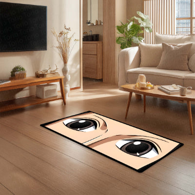 Anime Wide Eyes Floor Mat | Expressive Manga Eye Art Rug | Anti-Slip 3mm Absorbent Floor Mat for Bedroom, Gaming Room, Otaku Decor & Anime Spaces