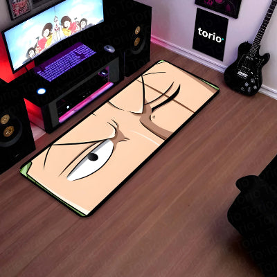 Anime Intense Warrior Eye Floor Mat | Minimal Anime Eye Art Rug | Anti-Slip 3mm Absorbent Floor Mat for Bedroom, Gaming Room, Studio & Otaku Decor