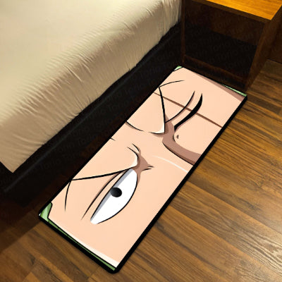 Anime Intense Warrior Eye Floor Mat | Minimal Anime Eye Art Rug | Anti-Slip 3mm Absorbent Floor Mat for Bedroom, Gaming Room, Studio & Otaku Decor