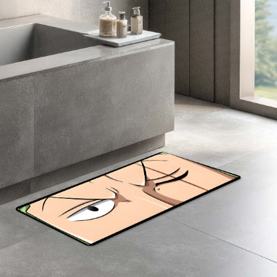 Anime Intense Warrior Eye Floor Mat | Minimal Anime Eye Art Rug | Anti-Slip 3mm Absorbent Floor Mat for Bedroom, Gaming Room, Studio & Otaku Decor