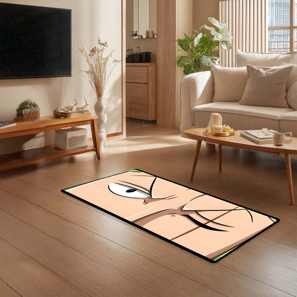 Anime Intense Warrior Eye Floor Mat | Minimal Anime Eye Art Rug | Anti-Slip 3mm Absorbent Floor Mat for Bedroom, Gaming Room, Studio & Otaku Decor