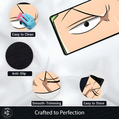 Anime Intense Warrior Eye Floor Mat | Minimal Anime Eye Art Rug | Anti-Slip 3mm Absorbent Floor Mat for Bedroom, Gaming Room, Studio & Otaku Decor