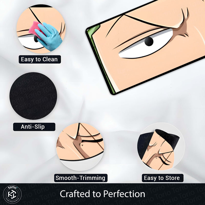 Anime Intense Warrior Eye Floor Mat | Minimal Anime Eye Art Rug | Anti-Slip 3mm Absorbent Floor Mat for Bedroom, Gaming Room, Studio & Otaku Decor