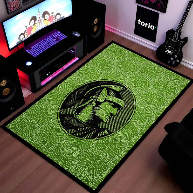 American Express Centurion Flat Rug | Green Luxury Card Inspired Area Rug | Premium Anti-Slip Flat Rug for Office & Gaming Room